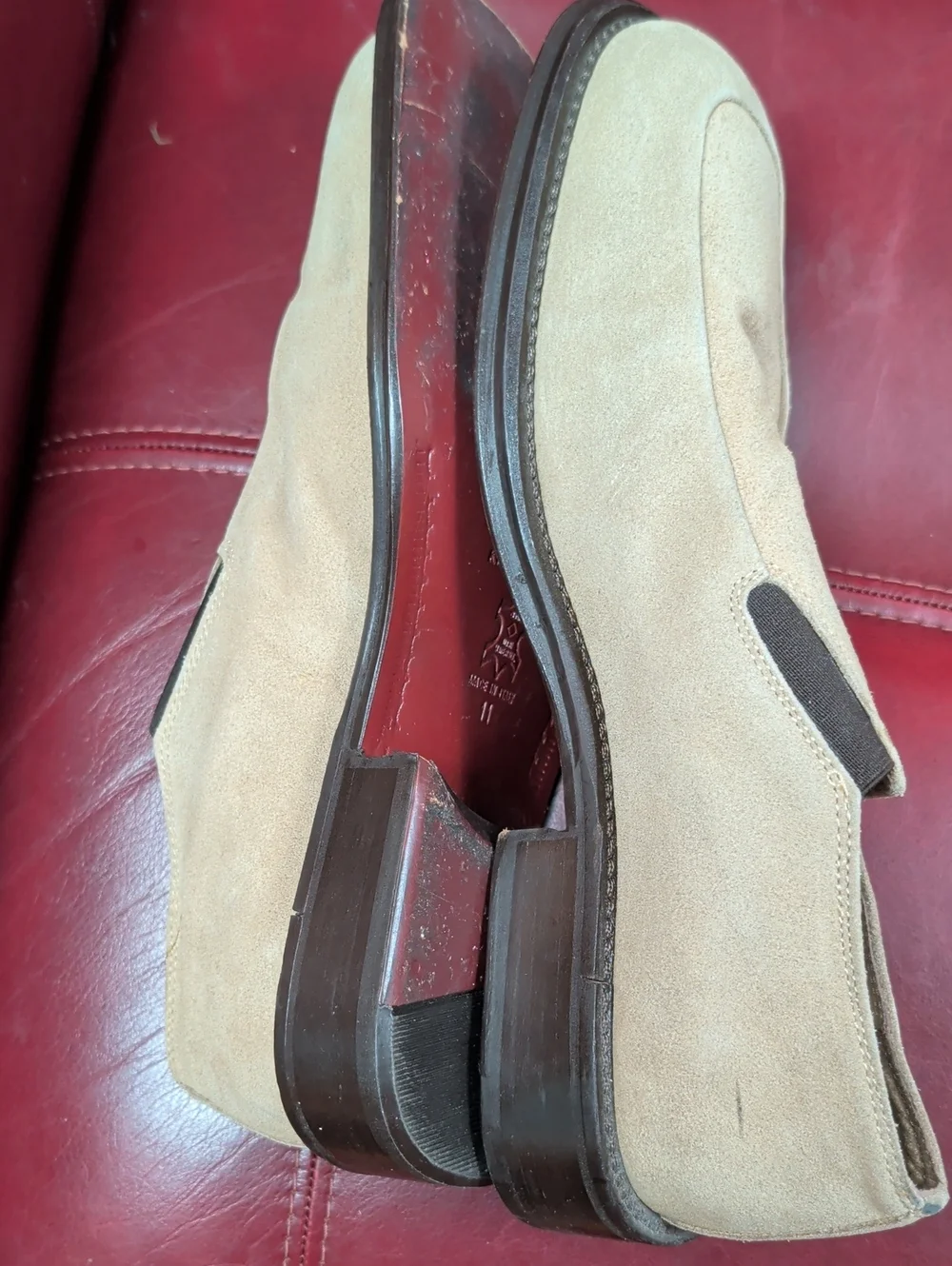 Kenneth Cole Beige Leather Suede Slip-On Loafers Dress Shoes Men's 11
